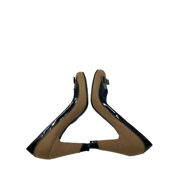 Marc by Marc Jacobs Pumps Womens 39 9 Heels Brown Black Slip On Suede Bow - Picture 6 of 9